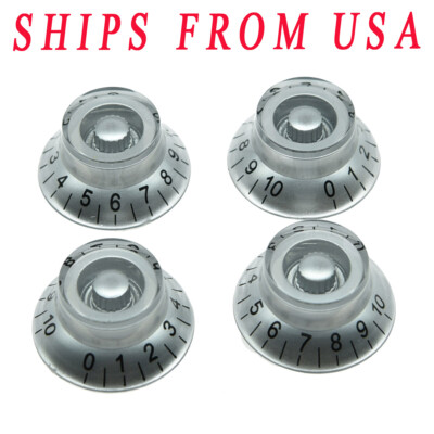 KAISH 4pcs Silver w/ Black Number LP Guitar Top Hat Knob Bell Knobs Fit Les Paul