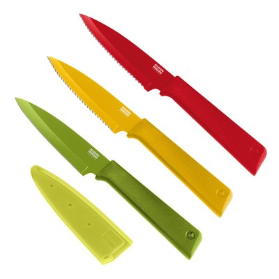 Kuhn Rikon COLORI+ Straight & Serrated Paring Knife Set, Red