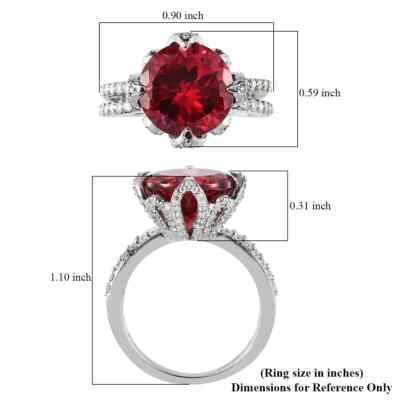 9.90ctw Lab Created Padparadscha Sapphire & Moissanite Ring Platinum Plated Sz 7