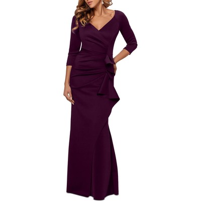 Женское фиолетовое вечернее платье Xscape с каскадными оборками и вечерним платьем Petites 4P BHFO 7459