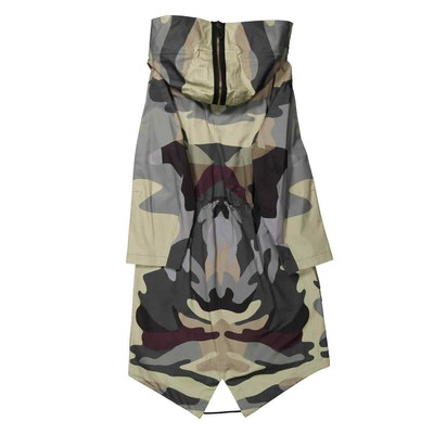 Pre-owned Burberry Ladies Sage Green Single-breasted Camouflage-print Cotton Parka, Brand