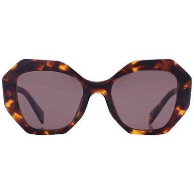Pre-owned Prada Polarized Light Brown Geometric Ladies Sunglasses Pr 16ws Vau05c 53 In Multi