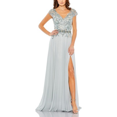 Женское вечернее платье Mac Duggal, украшенное синим шифоном, плюс 18 BHFO 8134