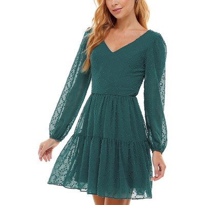 Женское синее шифоновое мини-платье City Studios Mini Fit & Flare для юниорок XXL BHFO 9031