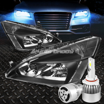 ЧЕРНАЯ ФАРА В КОРПУСЕ + ПРОЗРАЧНЫЙ УГОЛ + БЕЛЫЙ СВЕТОДИОД 9006 HID с ВЕНТИЛЯТОРОМ ДЛЯ ACCORD 03-07