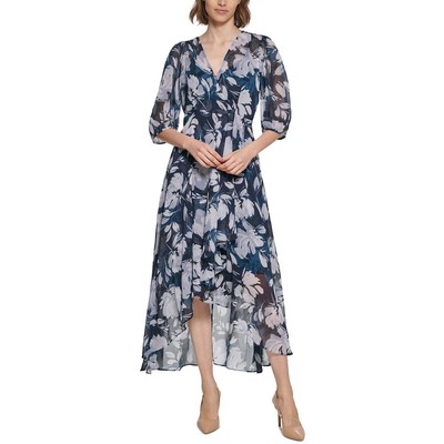 

Женское летнее платье миди с цветочным принтом Calvin Klein Hi-Low BHFO 1842, Indigo