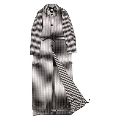 Pre-owned Burberry Men's Black Pattern Gingham Technical Wool Loop-back Car Coat, Brand In Multicolor