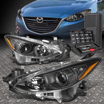 ДЛЯ 14-16 MAZDA 3 ЧЕРНЫЙ КОРПУС ЯНТАРНАЯ УГЛОВАЯ ЛАМПА ПРОЕКТОРА + НАБОР ИНСТРУМЕНТОВ