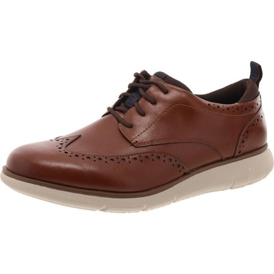 Nunn Bush Mens Tan Faux Leather Lace-Up Oxfords Shoes 11 Wide (E) BHFO 3317