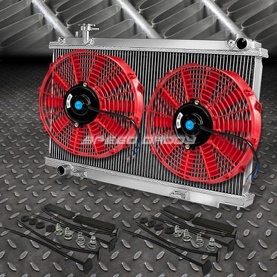 2-РЯДНЫЙ АЛЮМИНИЕВЫЙ РАДИАТОР + 1X 14 ВЕНТИЛЯТОРОВ КРАСНОГО ЦВЕТА ДЛЯ 03-06 350Z Z33 G35 SKYLINE FAIRLADY