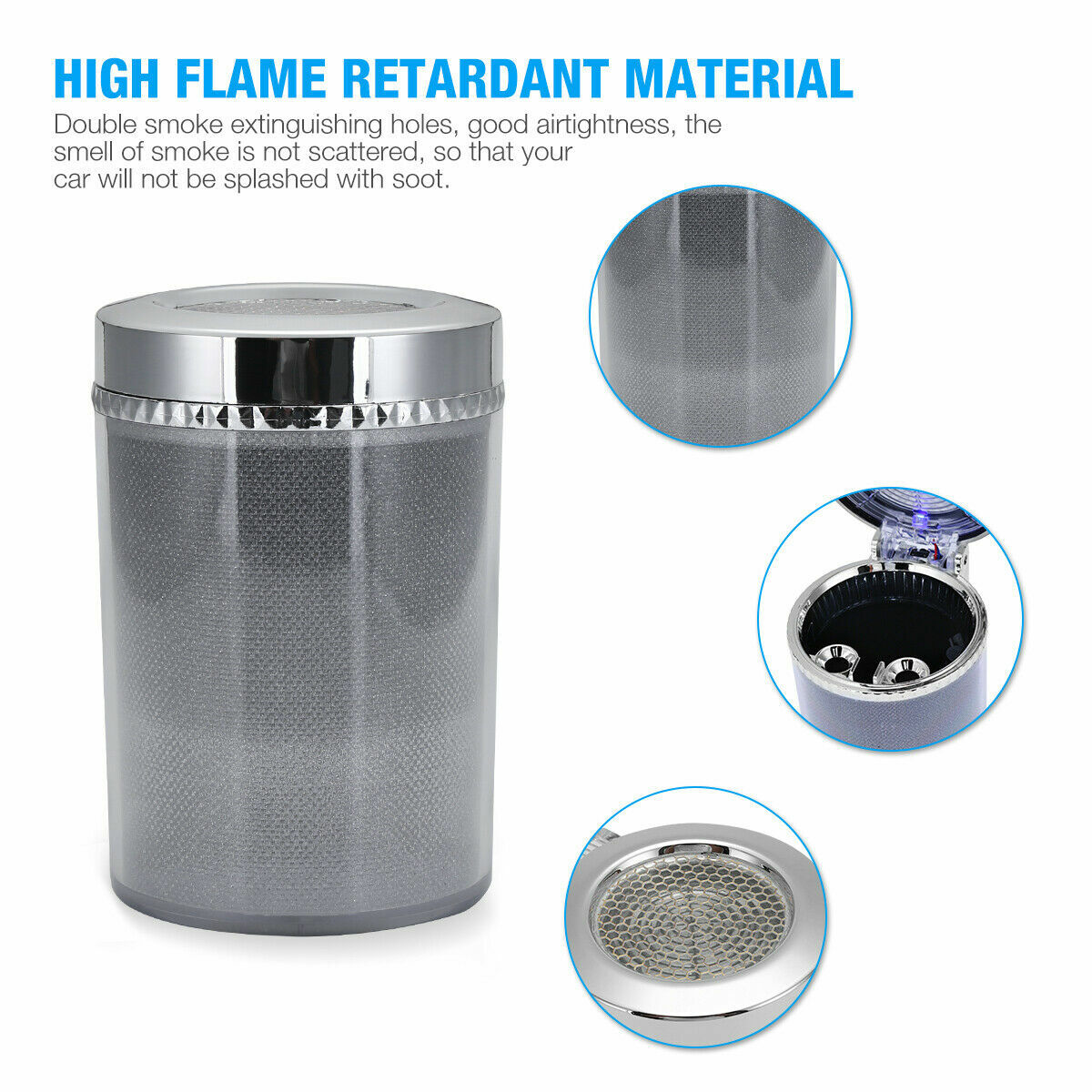 Car Ashtrays LED Light Multi-Function Portable Ashtray Colorful with Air Vent US