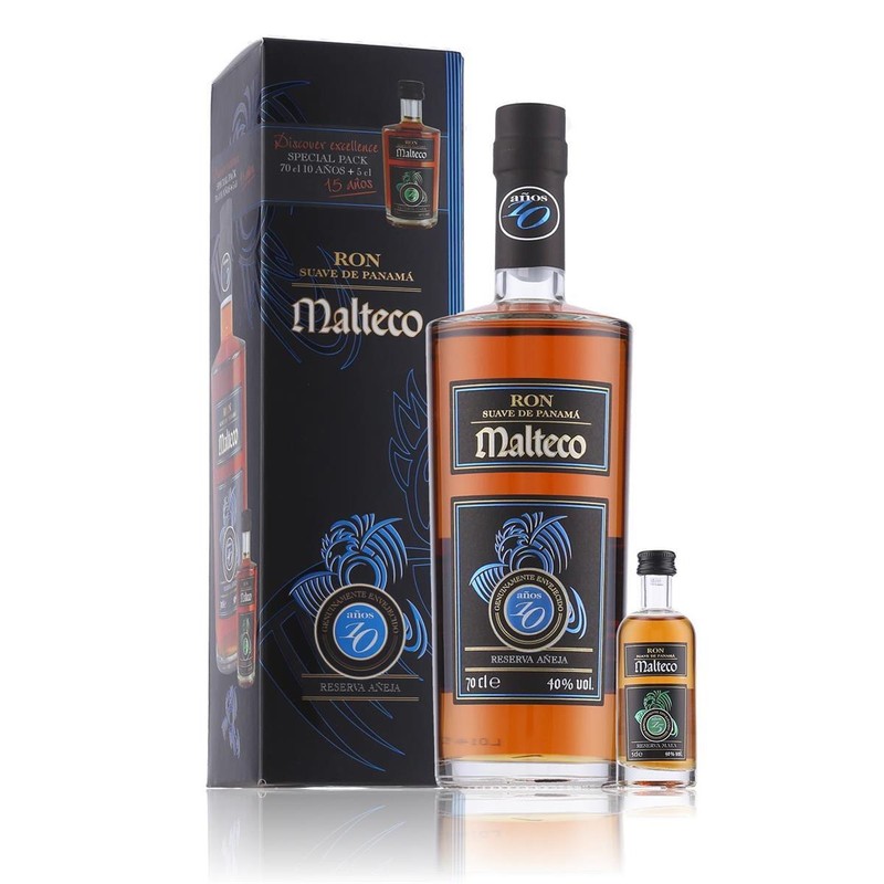 Malteco 10 Years Suave De Panama Rum + 5cl 15 Years Special Pack 0,75l In Gesche