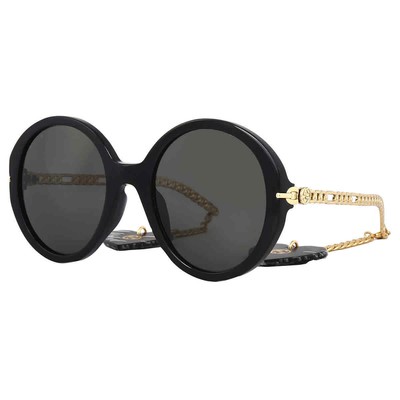 Pre-owned Gucci Grey Round Ladies Sunglasses Gg0726s 005 56 Gg0726s 005 56 In Gray