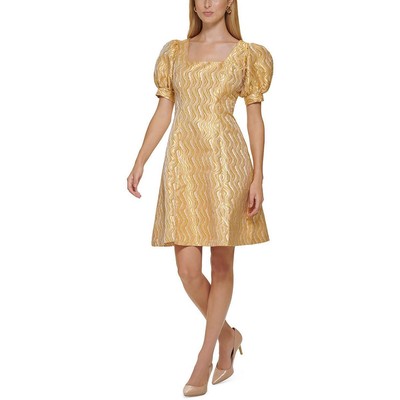 

Calvin Klein Женское мини-платье с пышными рукавами металлик BHFO 6835, Ochre
