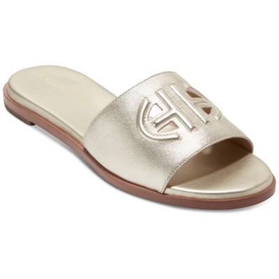 Женские босоножки Cole Haan с логотипом Flynn Slide Gold Slide 9.5 среднего размера (B,M) BHFO 7763
