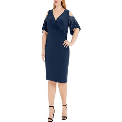 

Женское темно-синее трикотажное платье для коктейлей и вечеринок MSK  BHFO 8549, Navy