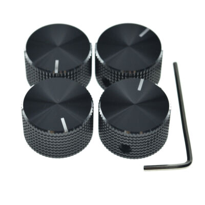 4pcs Polished Edge Metal 1/4'' Pot Knobs fits Guitar/Bass/AMPS/Audio Equipments