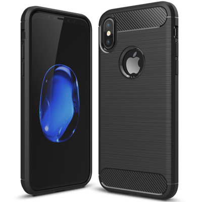 Apple iPhone X Armor Brushed Case TPU Silikon Schutz Hülle Bumper in schwarz