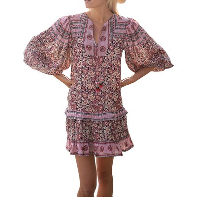 

Женское короткое мини-платье Bell Amelia Boho с пышными рукавами BHFO 4342, Multi