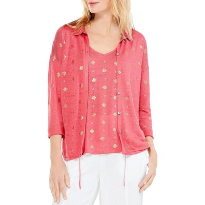 

Женский кардиган с воротником и рубашкой на пуговицах Nic + Zoe BHFO 0812, Red multi