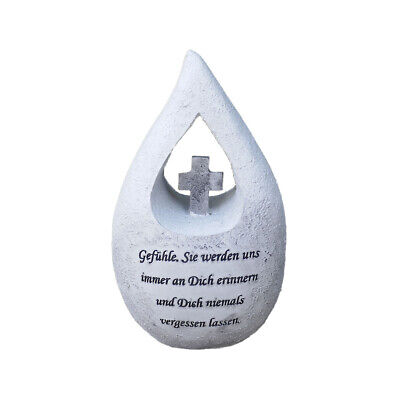 Grab-Schmuck in Tropfenform mit Kreuz und Inschrift