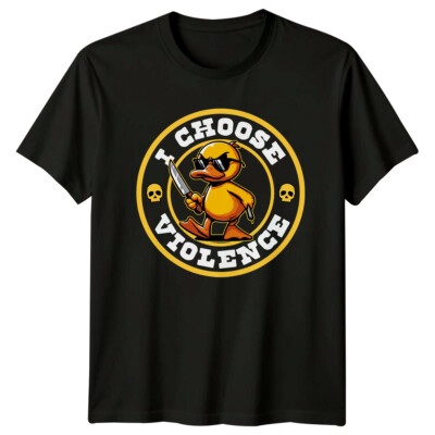 Funny Duck I Choose Violence Pun T-Shirt Cool Animal Quote Tee