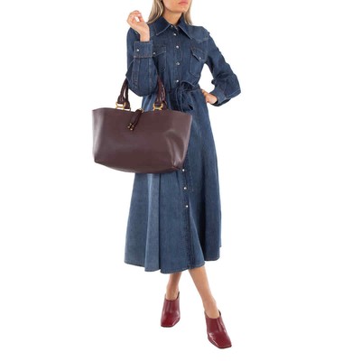 Pre-owned Chloé Chloe Deep Violine Leather Marcie Tote Bag Chc23ss651i31