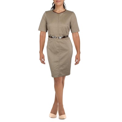 

Женское коричневое вязаное платье с узором «гусиные лапки» Lauren Ralph Lauren  BHFO 6247, Tan/brown