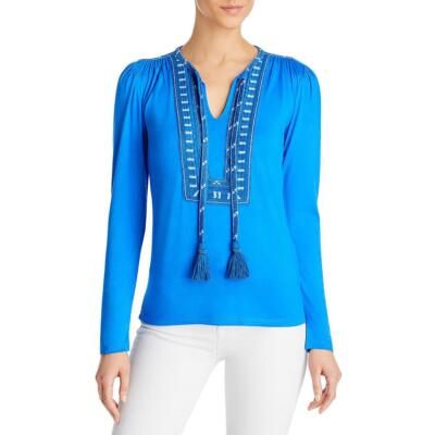 

Kobi Halperin Womens Sherilyn Украшенная блузка с длинными рукавами Топ BHFO 3977, Lapis