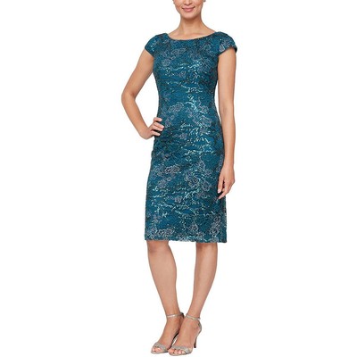 

Женское платье для коктейлей и вечеринок Alex Evenings Illusion Evening Petites BHFO 6645, Peacock