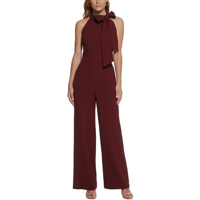 Vince Camuto Womens Red Crepe Bow Halter Jumpsuit Evening 2 BHFO 5370