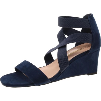 Dream Pairs Womens Navy Strappy Wedge Sandals Shoes 7.5 Medium (B,M) BHFO 3580