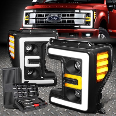 ДЛЯ 17-19 ФАР ПРОЕКТОРА FORD SUPER DUTY LED DRL + НАБОР ИНСТРУМЕНТОВ ЧЕРНЫЙ/ЯНТАРНЫЙ