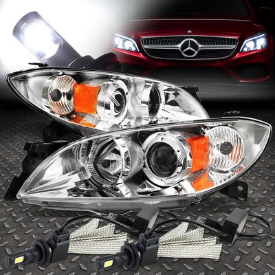 ХРОМИРОВАННЫЙ КОРПУС, ЯНТАРНАЯ БОКОВАЯ ФАРА ПРОЕКТОРА + 6000K HID LED ДЛЯ 04-09 MAZDA3