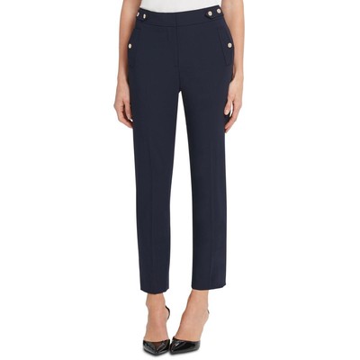 

Женские темно-синие узкие брюки до щиколотки с высокой посадкой DKNY  BHFO 0031, Navy