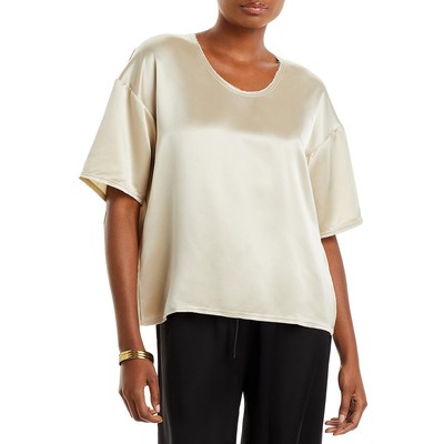 Женская бежевая атласная блузка с круглым вырезом от Malene Birger, 44 BHFO 6579