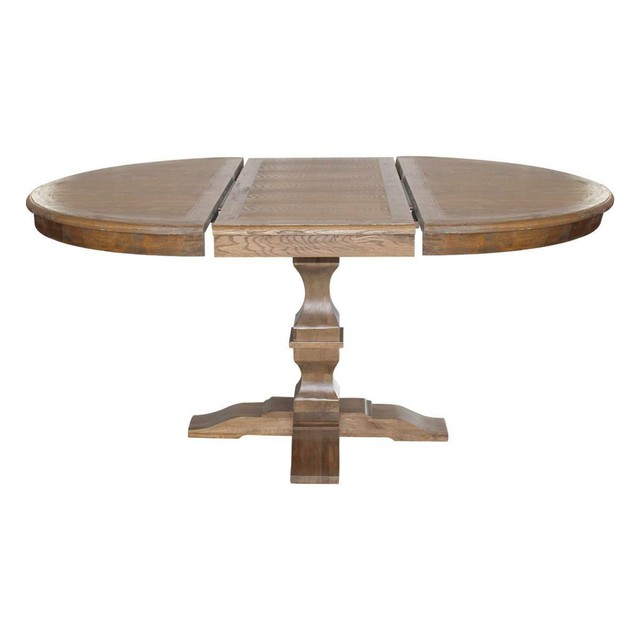 French Provincial Classic Oak Extendable Round Dining Table Dining