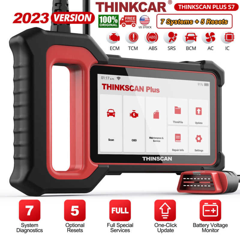 2023 Thinkscan Plus S7 Car OBD2 Scanner Auto Diagnostic Tool ABS SRS BCM TPMS AC