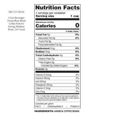 Crave Beverages Donut Shop Blend Coffee Pods for Keurig, Medium Roast, 100 Count