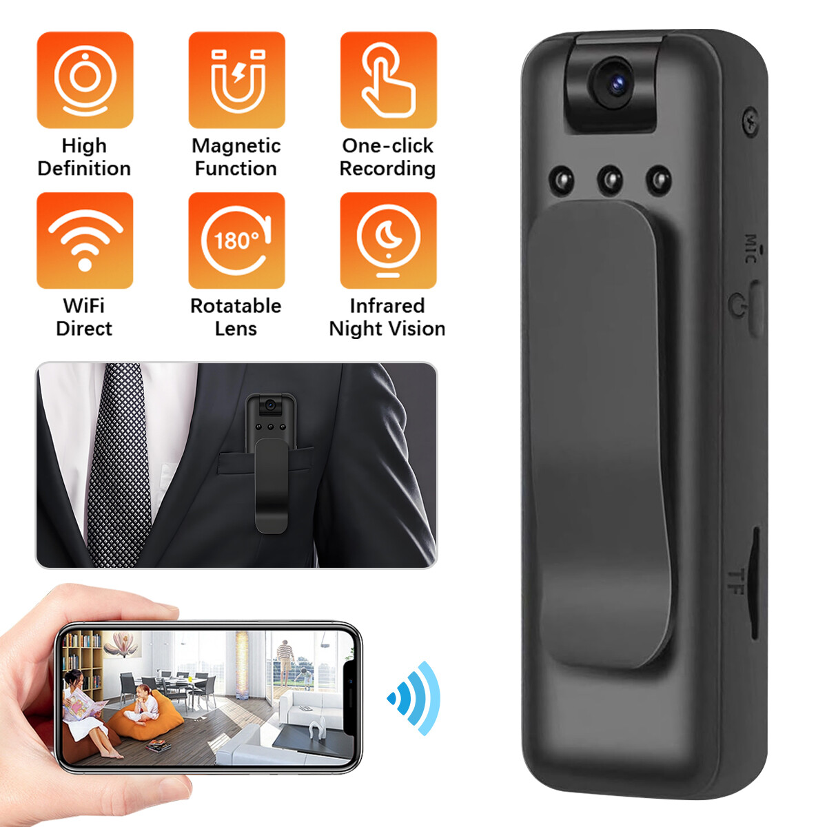 Mini WIFI Body Camera Video Recorder Camera Motion Activated Nanny Small Cam 32G