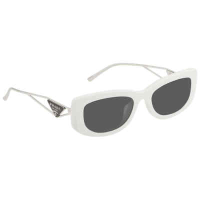 Pre-owned Prada Dark Gray Rectangular Ladies Sunglasses Pr 14ys 1425s0 53 Pr 14ys 1425s0 In Black