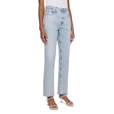 AG Adriano Goldschmied Женские синие джинсы прямого кроя с легкой стиркой 26 BHFO 3776