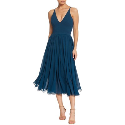

Платье The Population Womens Alicia Blue Crepe Fit - Flare Dress  BHFO 1360, Peacock blue