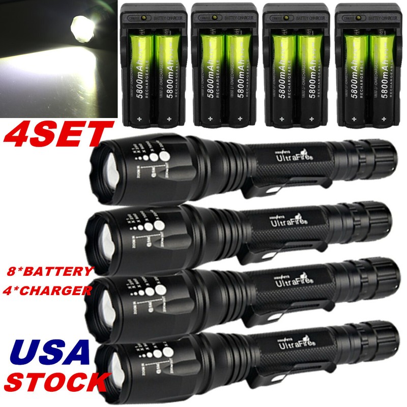 Zoomable 60000Lumens 5-Mode High Power T6 LED Flashlight Torch 18650 Charger USA