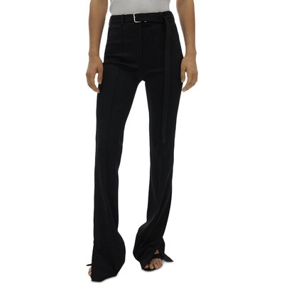 

Helmut Lang Женские черные эластичные брюки в рубчик Расклешенные брюки  BHFO 2318, Черный, L06HW205
