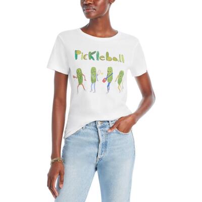 Unfortunate Portrait Womens Pickle Ball White Graphic T-Shirt Top XS BHFO 4356