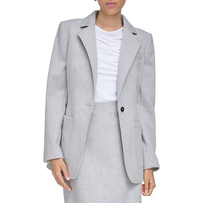 Calvin Klein Womens Gray Shoulder Pads One-Button Blazer Jacket 16 BHFO 2397