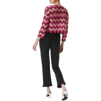 

Женский розовый укороченный многослойный кардиган-свитер Alice and Olivia Топ  BHFO 4875, Mulit