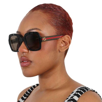 Pre-owned Gucci Brown Square Ladies Sunglasses Gg0036sn 002 54 Gg0036sn 002 54