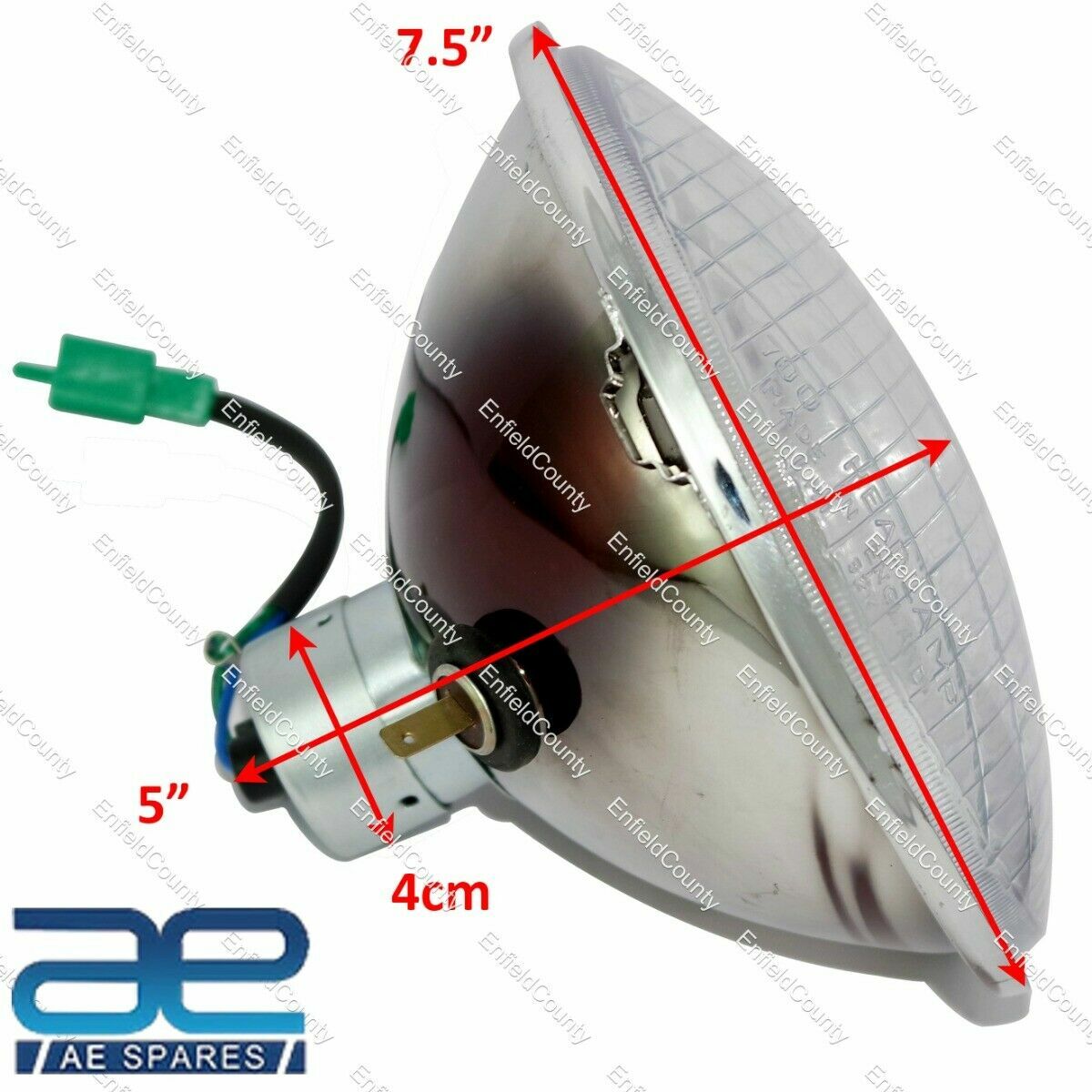 Pair 7" Headlight Beam with Parking Bulb Holder Lucas Replica For Norton Royal Enfield